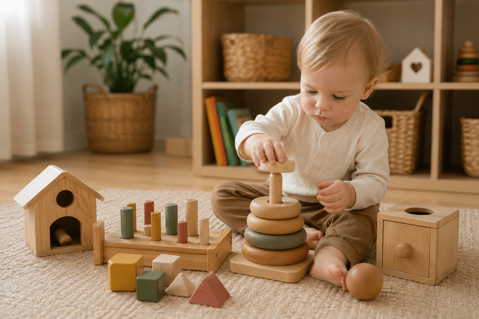 Juguetes de madera Montessori para el desarrollo infantil